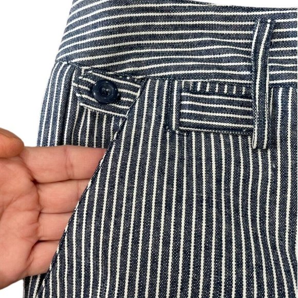 Larry Levine Petite Blue Striped Flat Front Chino Pants Trousers Size 4P - Picture 3 of 7